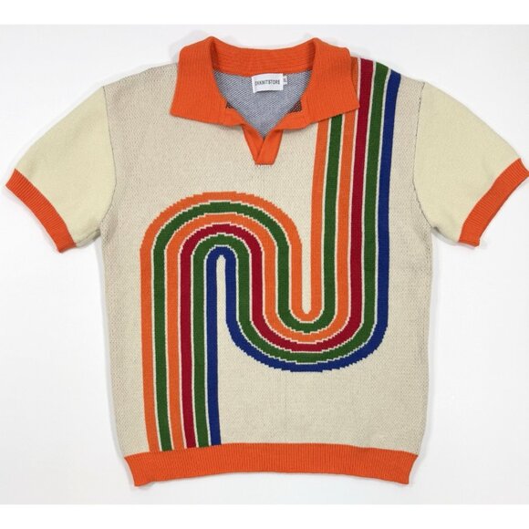 OXKNIT Store Mens Knit Polo Sweater Shirt Sz XL Retro Vintage 60s 70s Mod Style - Picture 1 of 8